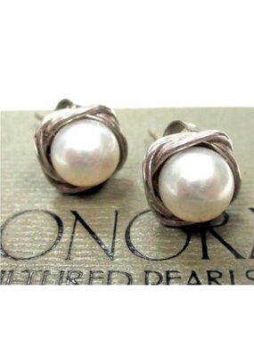 Honora Sterling Silver 9.5-10MM White Freshwater Cultured Pearl Earrings